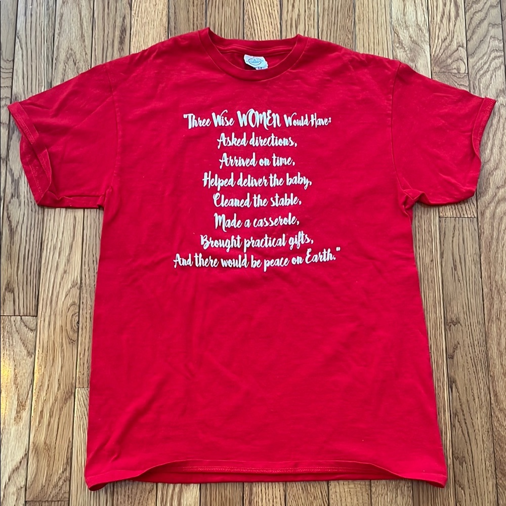 Wise Women Jesus Tee Graphic Religious‎ Christmas M Delta Pro Weight Red White
